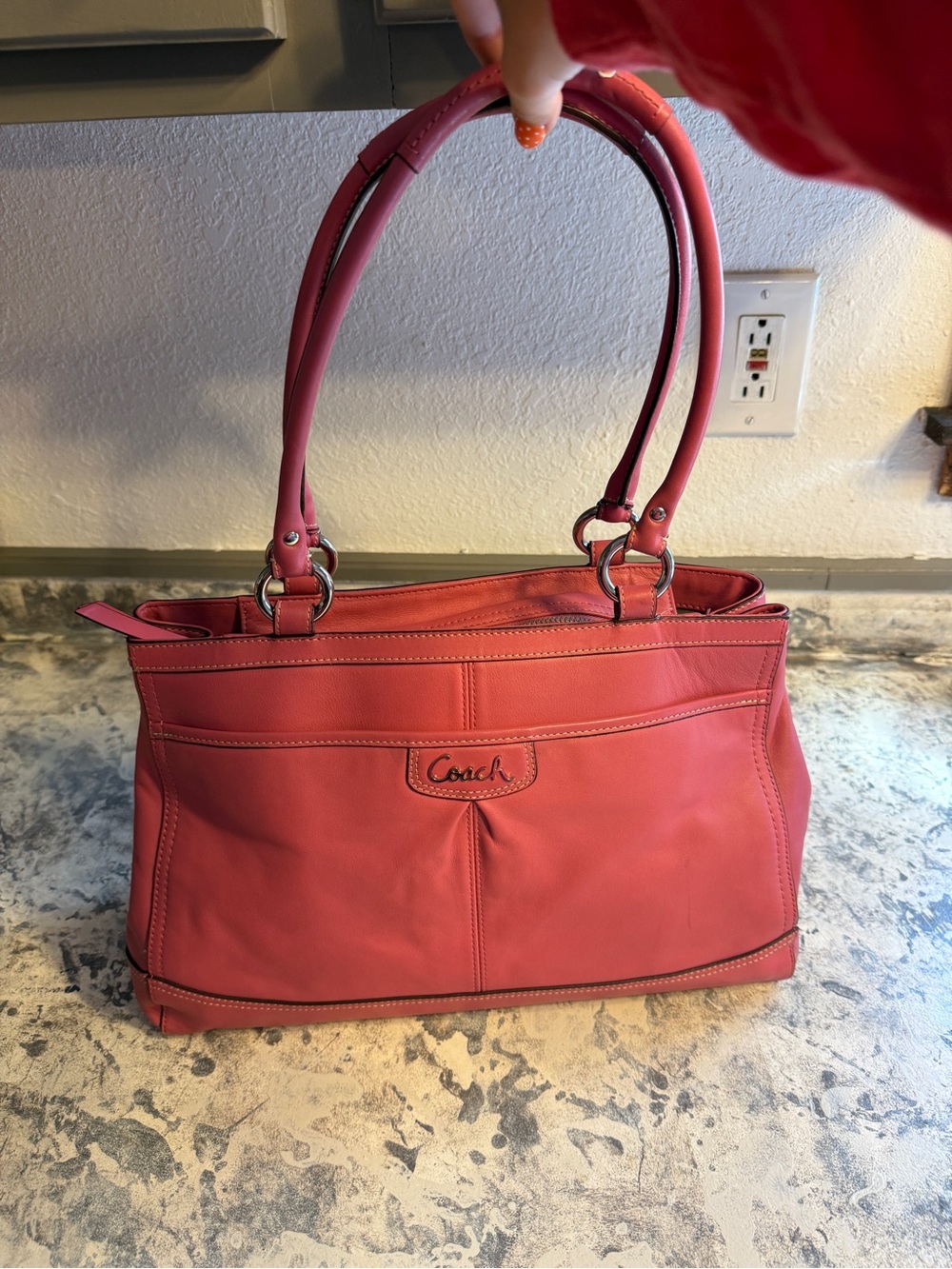 Coach Coral Pink Leather Shoulder Bag